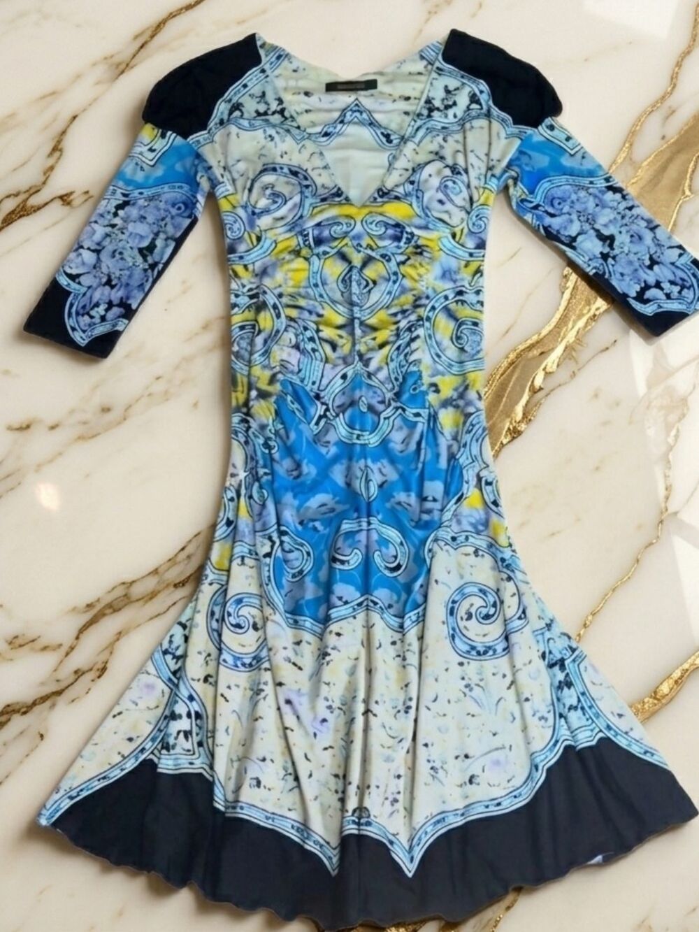 Roberto Cavalli - V Neck - Luxery Vintage 3/4 Sleeve Dress - Size 40 - Rare - Picture 3 of 13